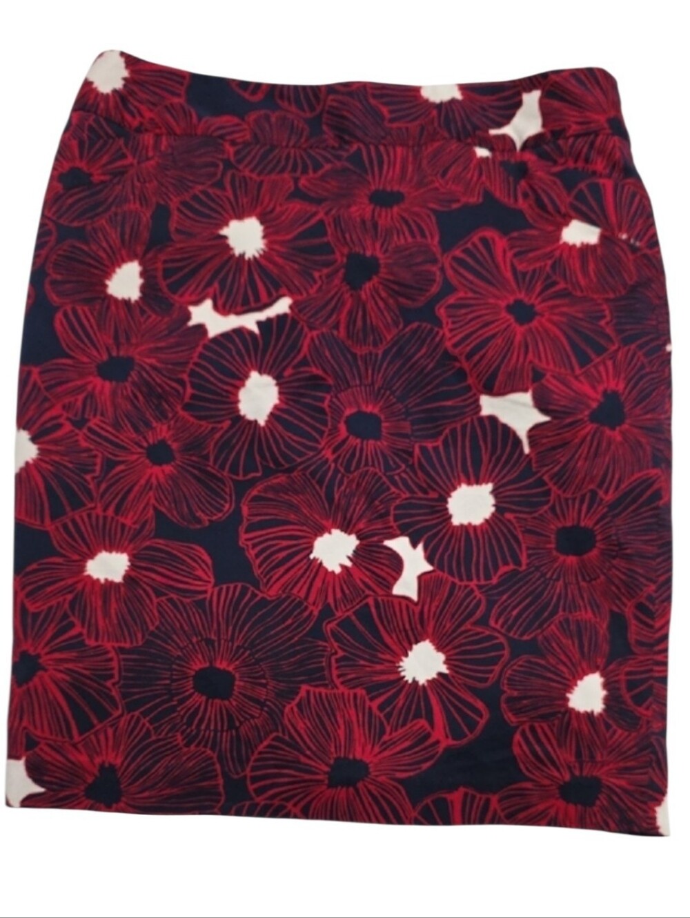 Charter Club Floral Skirt Navy Red Pencil Skirt Lined Classic Spring SummerStyle - Picture 2 of 13